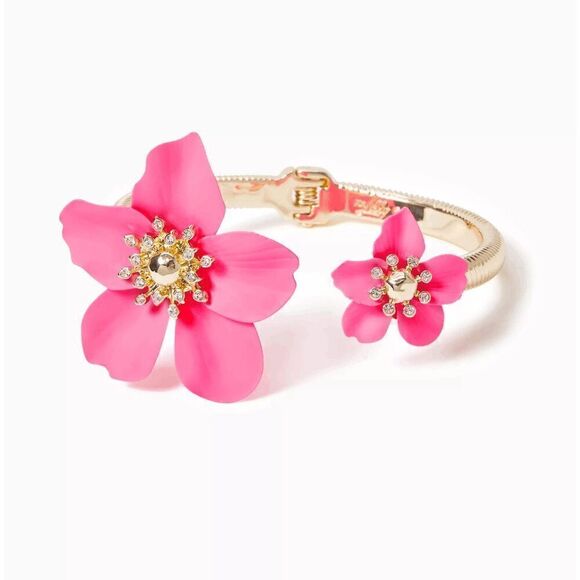 🌺 LILLY PULITZER Oversized Orchid Flower Roxie Pink Bracelet NEW WITH GIFT BAG - Picture 15 of 15